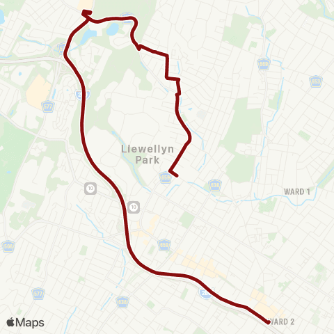 West Orange Jitney Eastern Pleasantdale/Redwood/Lourdes/Tory Corner map