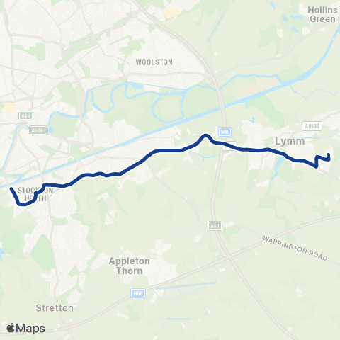 Warrington's Own Buses Lymm High School - Selworthy Drive map