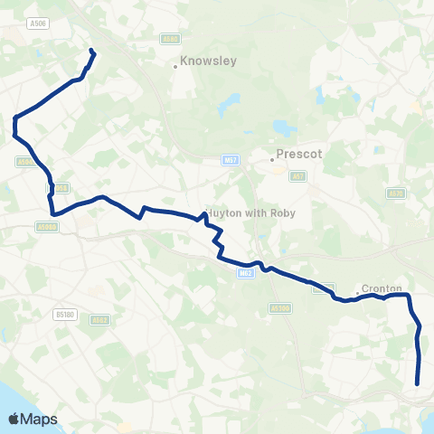 Warrington's Own Buses Willow Way - Halton College map