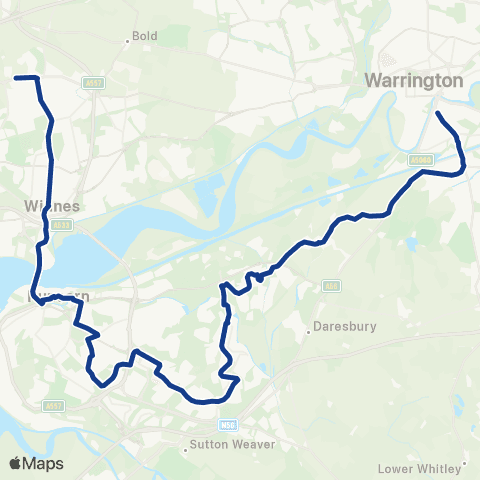 Warrington's Own Buses St James' Court - Pex Hill map