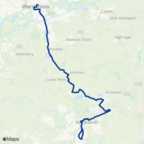 Warrington's Own Buses Warrington Bus Interchange Stand K - Northwich Bus Interchange map