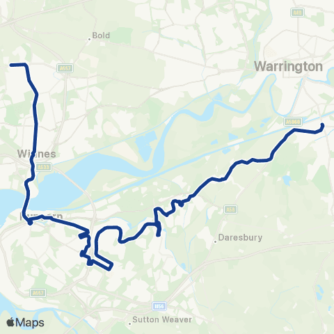 Warrington's Own Buses Mullberry Tree Pub - Pex Hill map