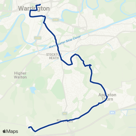 Warrington's Own Buses Hatton Ln - Warrington Bus Interchange Stand K map