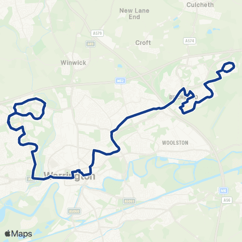Warrington's Own Buses Keyes Close - St Davids Drive map