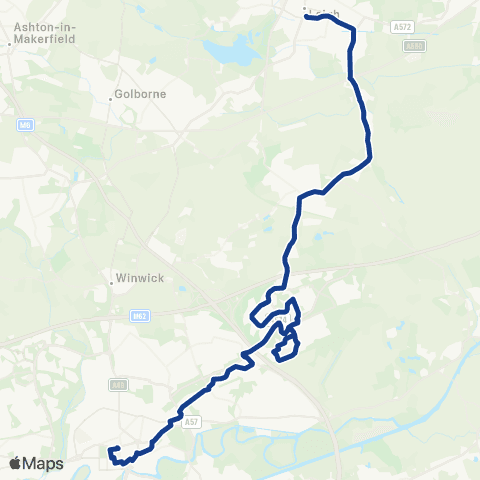 Warrington's Own Buses Leigh Bus Sta - Warrington Bus Interchange Stand N map