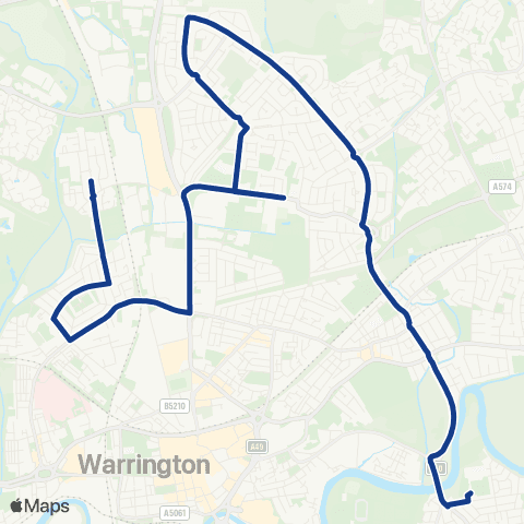 Warrington's Own Buses Harrison Square - Newman High School map