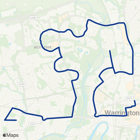 Warrington's Own Buses Penketh High School - Central Station map