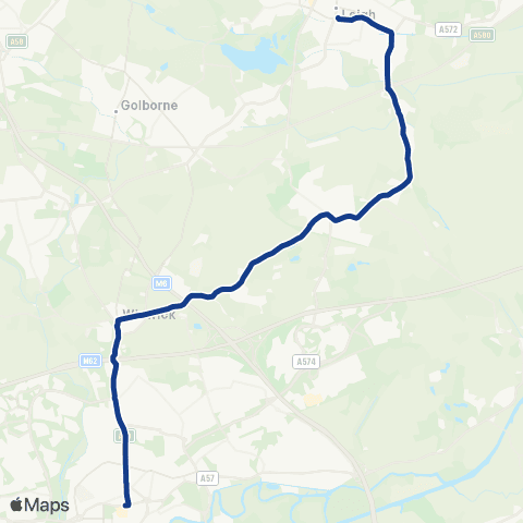 Warrington's Own Buses Warrington Bus Interchange Stand M - Leigh Bus Sta map