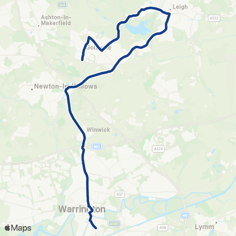 Warrington's Own Buses Queen Anne - Causeway Hotel map