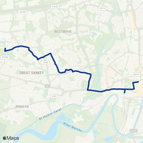 Warrington's Own Buses Warrington Bus Interchange Stand S - United Utilities map