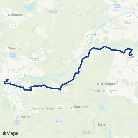 Warrington's Own Buses Warrington Bus Interchange Stand K - Altrincham Interchange map