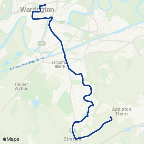 Warrington's Own Buses Warrington Bus Interchange Stand K - Blackcap Rd map