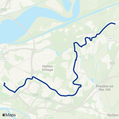 Warrington's Own Buses Heath High School - Red Lion map
