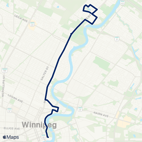 Winnipeg Transit Waterfront - North Main map