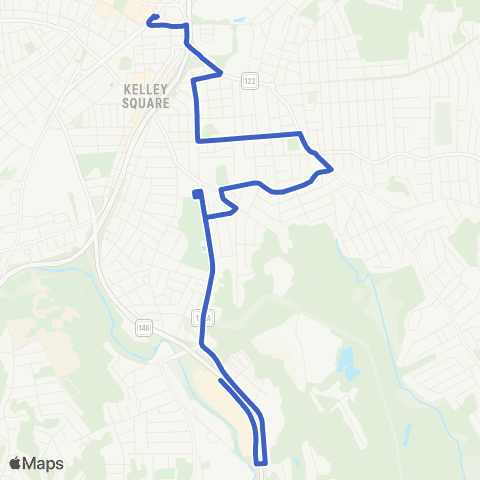 WRTA Wal-Mart 146 to Hub map