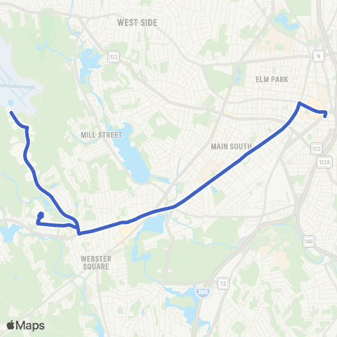 WRTA Airport / Leicester Walmart - Webster Sq map