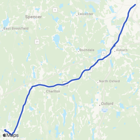 WRTA Southbridge - Charlton map