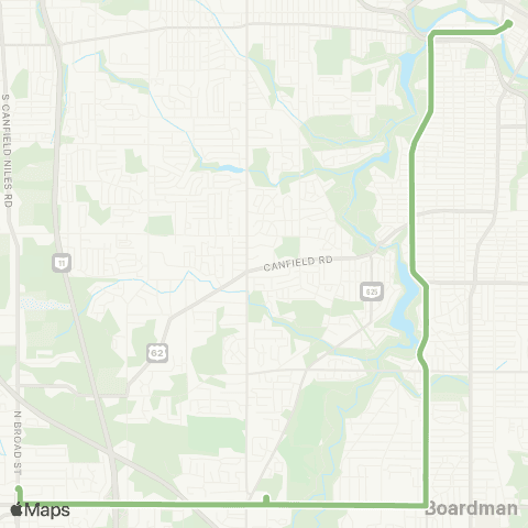 WRTA Boardman to Canfield map