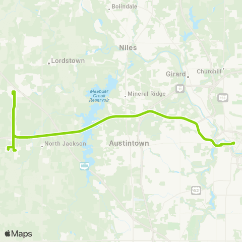 WRTA Lordstown Express map