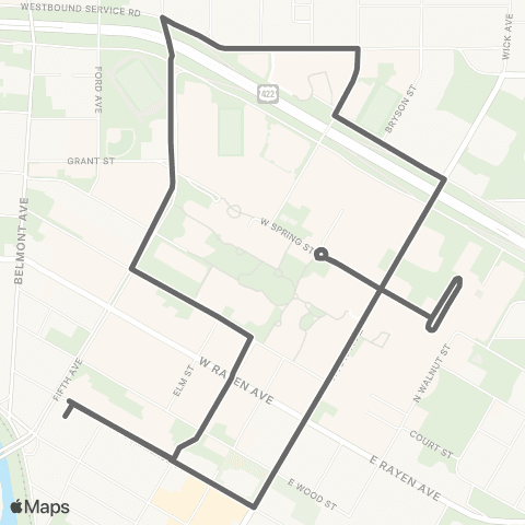 WRTA YSU White Loop map