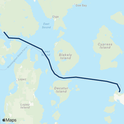 Washington State Ferries Anacortes - Orcas Island map