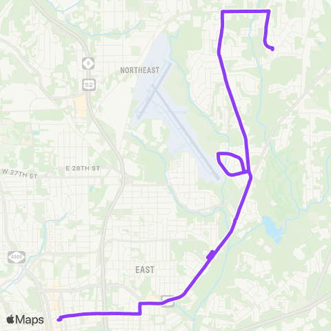 Winston-Salem Transit Authority Oak Ridge  Rd - New Walkertown Rd - Carver Sch Rd map