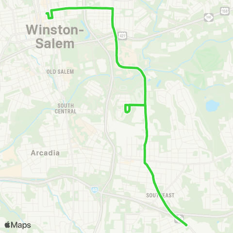 Winston-Salem Transit Authority Louise Rd - WSSU - Thomasville Rd map