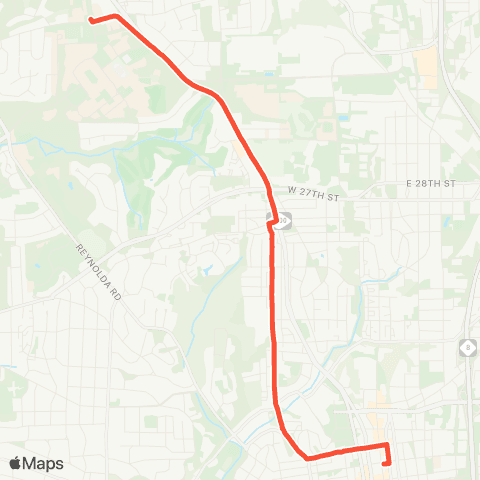 Winston-Salem Transit Authority Wake Forest Univ - Thurmond - Univ map