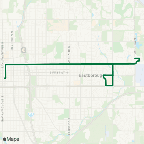 Wichita Transit Textron at Bch / Minneha Elem Sch / E Central / Wesley Medical Ctr / Towne E Mall map