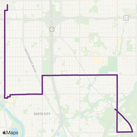 Wichita Transit S Bway / Pawnee Plaza / Oliver / E Mt Vernon / Jardine MS map