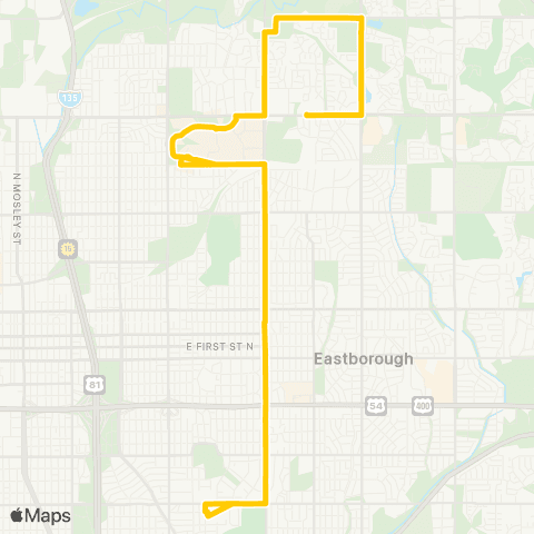 Wichita Transit WSU / Oliver St / WSU South map