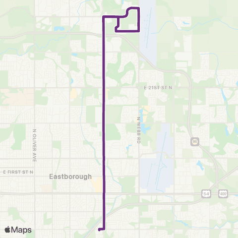 Wichita Transit N Rock / Bradley Fair / Towne E Mall / E Harry map