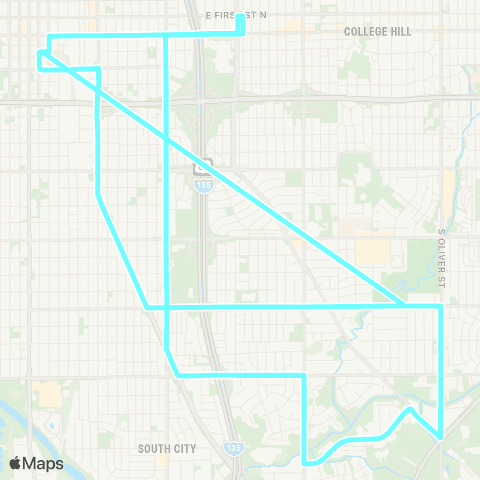 Wichita Transit East High School map
