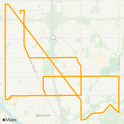Wichita Transit Mead Middle map