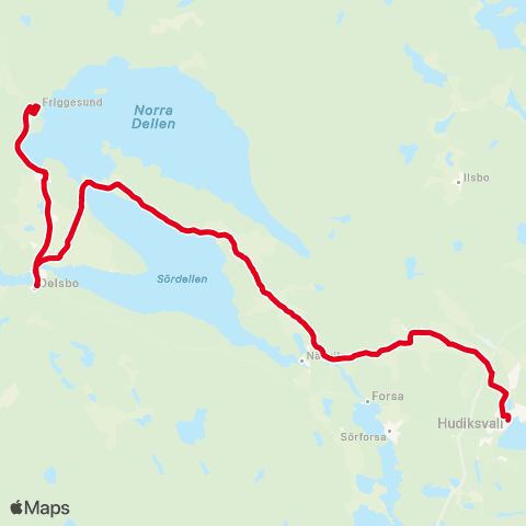 X-trafik Friggesund — Delsbo Torg map