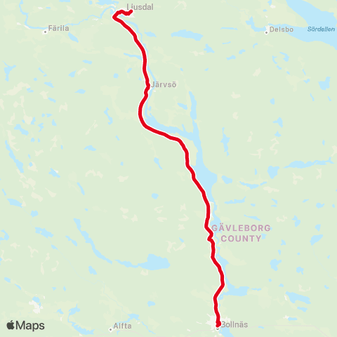 X-trafik Ljusdals Resecentrum — Bollnäs Resecentrum map