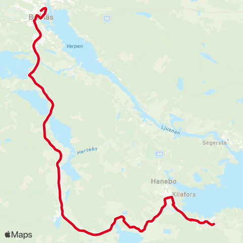 X-trafik Lilltjära Vassbacken — Bollnäs Resecentrum map
