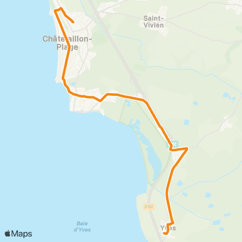 Yélo Scolaires Collège A. Malraux - Yves via Châtelaillon-Plage map