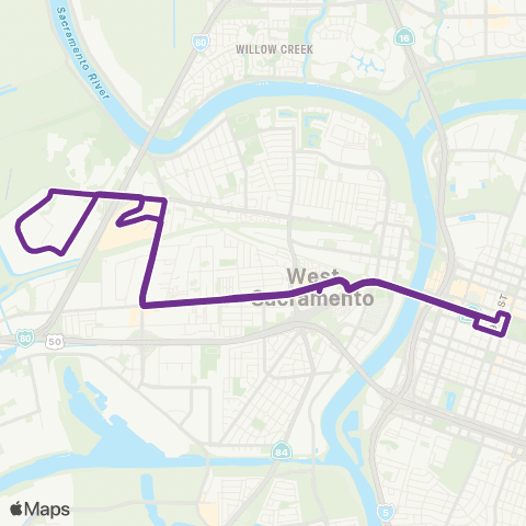 Yolobus West Sacramento Shuttle map
