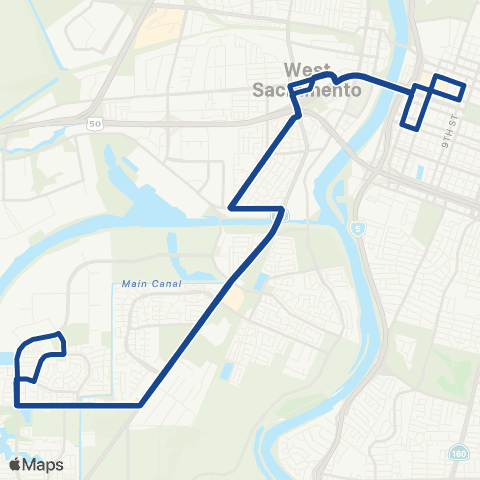 Yolobus Southport to Downtown map