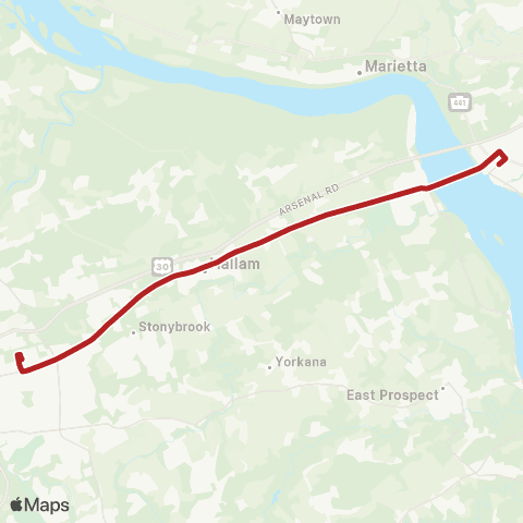 rabbittransit York/Adams Wrightsville / Columbia map