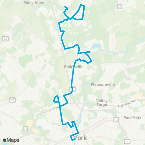 rabbittransit York/Adams HACC / Manchester Ind Park map