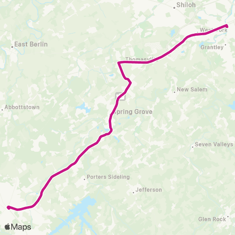 rabbittransit York/Adams York to Hanover map
