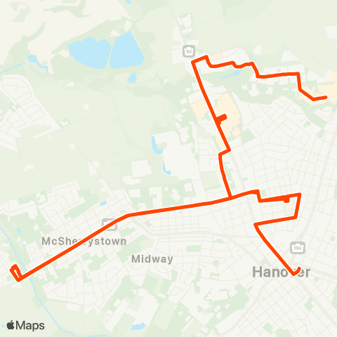 rabbittransit York/Adams North Hanover via Randolph map