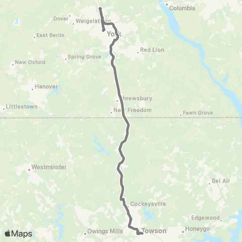 rabbittransit York/Adams Northern Maryland Express map