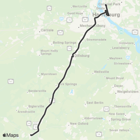 rabbittransit York/Adams Gettysburg Express map