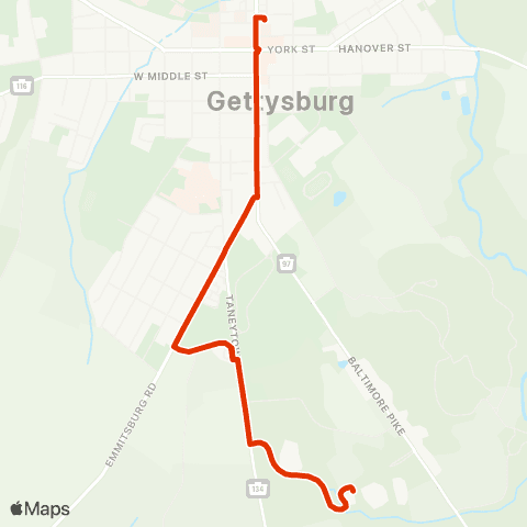 rabbittransit York/Adams Lincoln Line 1 (Aspire Hotel) map