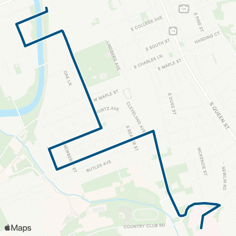 rabbittransit York/Adams York Hospital via Pershing map
