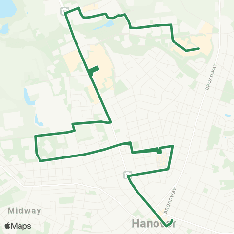 rabbittransit York/Adams North Hanover via Kindig map