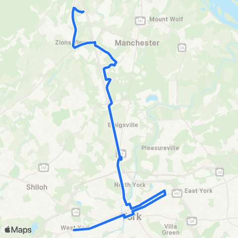 rabbittransit York/Adams Industrial Park Shuttle map